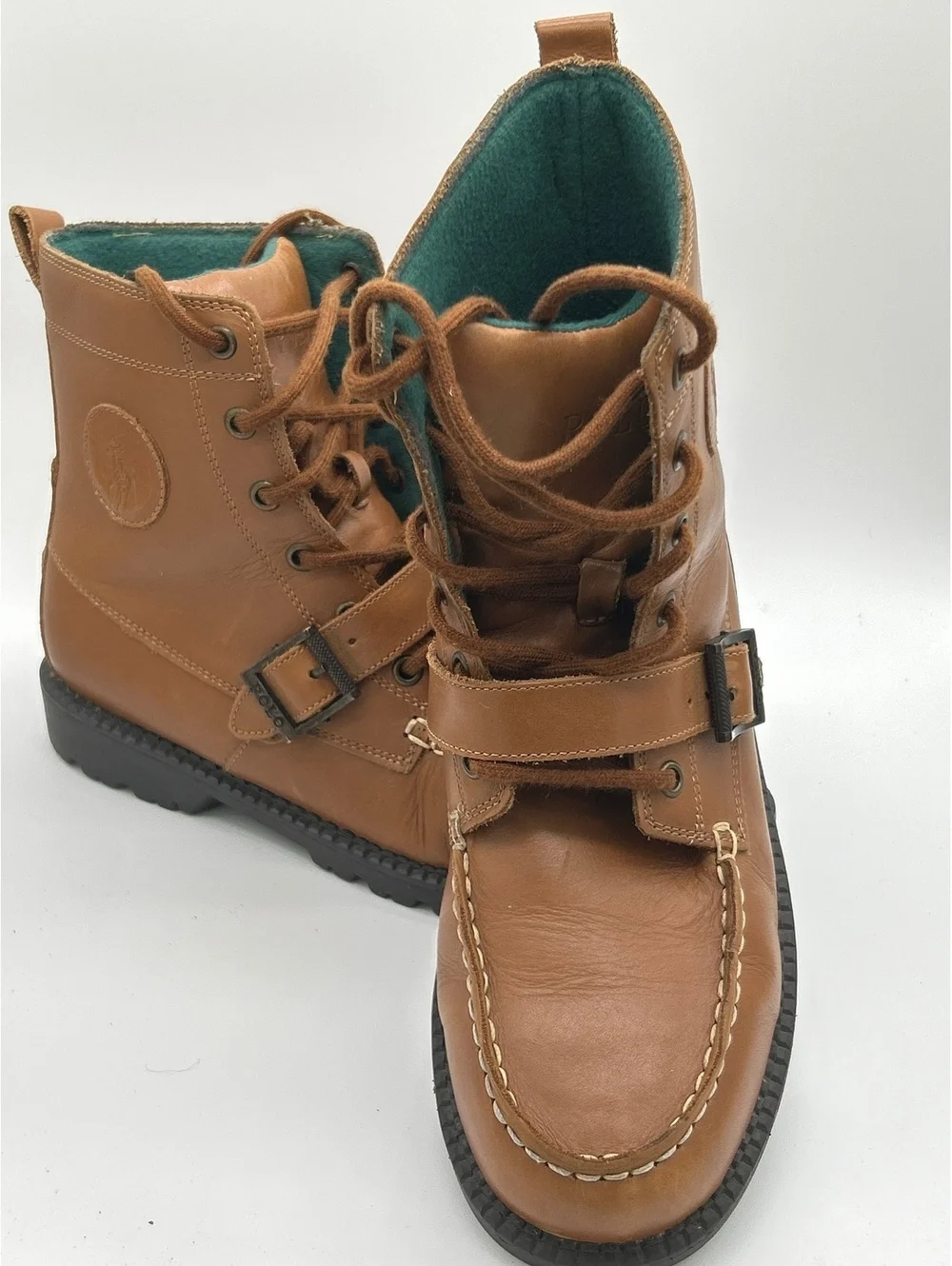 Polo Ralph Lauren Boys' Ranger Hi II Brown Leather Boots Size 6